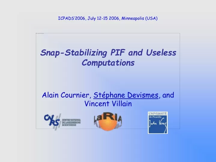 snap stabilizing pif and useless computations