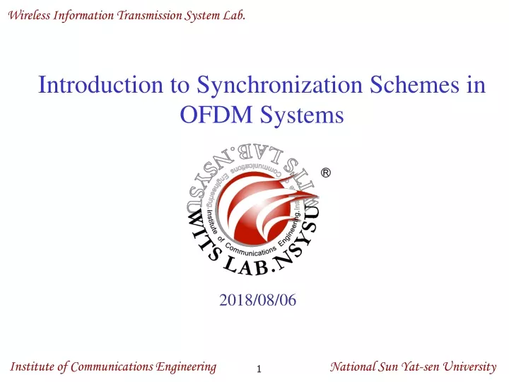 introduction to synchronization schemes in ofdm systems
