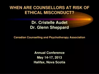 Annual Conference May 14-17, 2013 Halifax, Nova Scotia