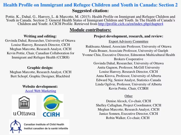 health profile on immigrant and refugee children and youth in canada section 2