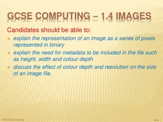 GCSE Computing – 1.4 images