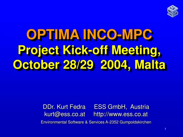 optima inco mpc project kick off meeting october 28 29 2004 malta