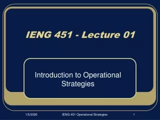 IENG 451 - Lecture 01