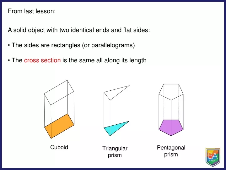 from last lesson a solid object with