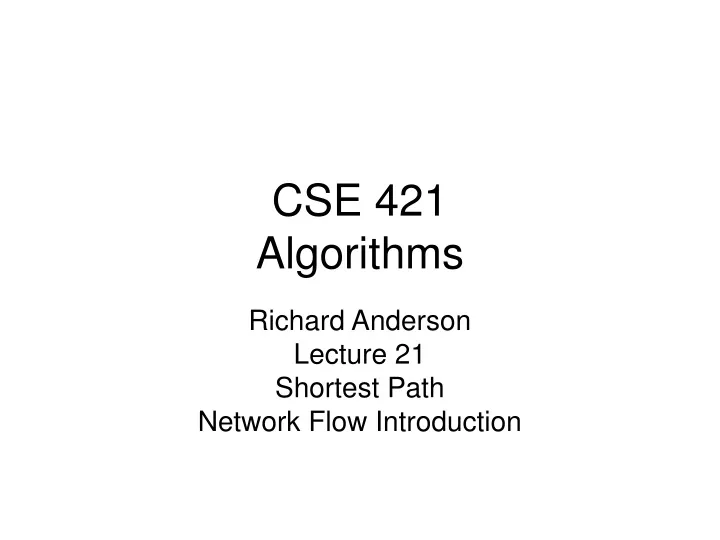 cse 421 algorithms