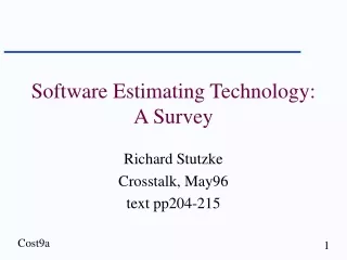 Software Estimating Technology: A Survey
