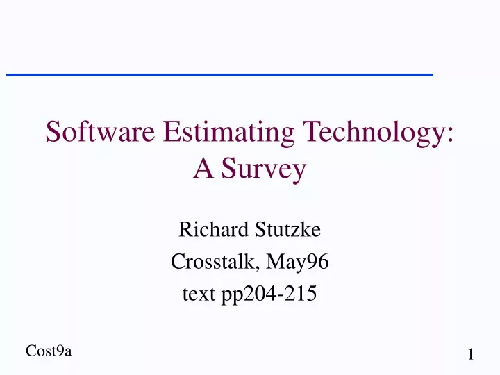 software estimating technology a survey