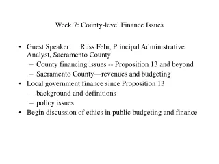 Week 7: County-level Finance Issues