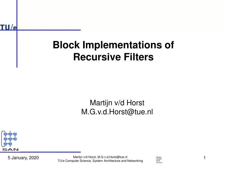 block implementations of recursive filters