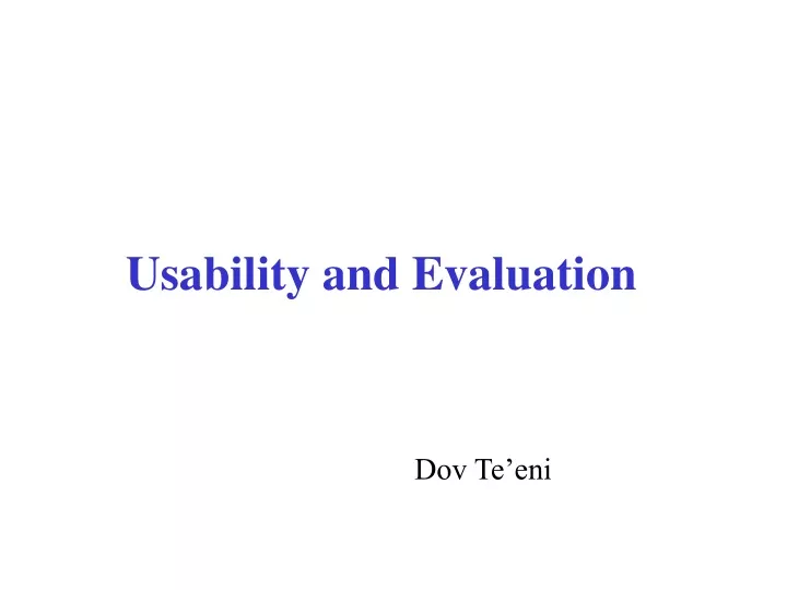 usability and evaluation