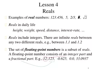 Lesson 4 Reals