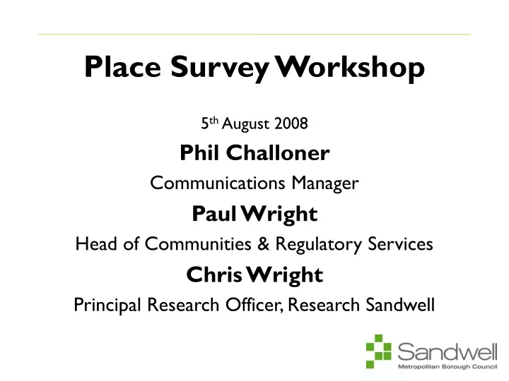 place survey workshop