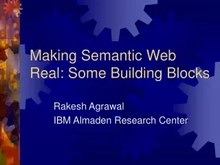 Making Semantic Web Real: Some Building Blocks