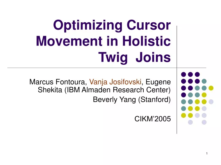 optimizing cursor movement in holistic twig joins
