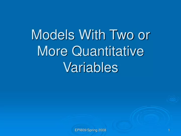 models with two or more quantitative variables