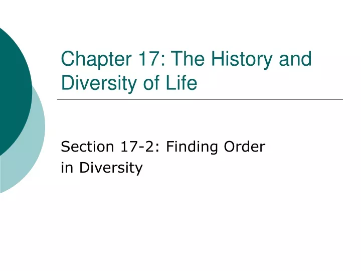 chapter 17 the history and diversity of life