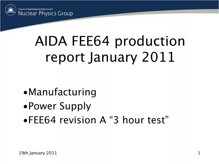 aida fee64 production report january 2011