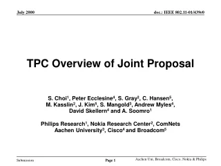 TPC Overview of Joint Proposal