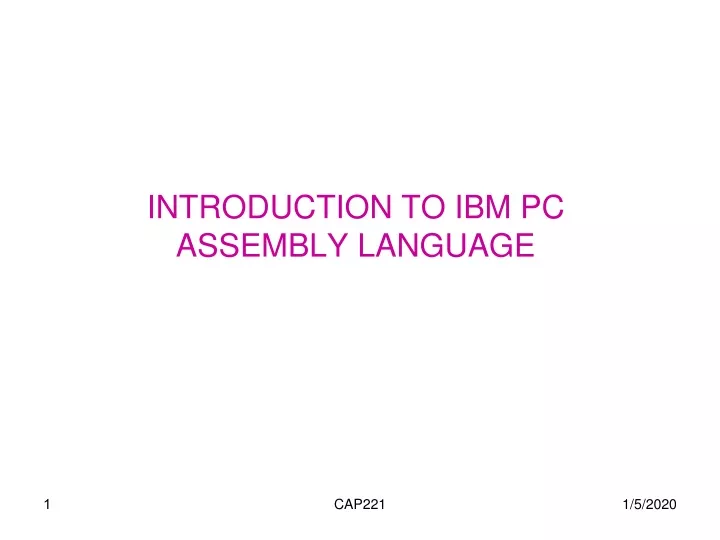 introduction to ibm pc assembly language