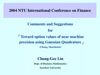 2004 NTU International Conference on Finance