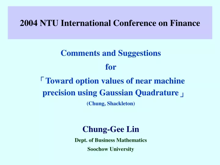 2004 ntu international conference on finance