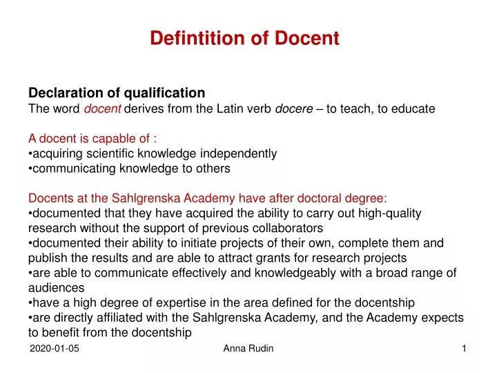 defintition of docent
