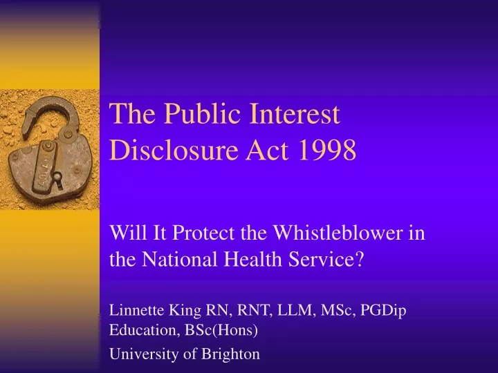 the public interest disclosure act 1998