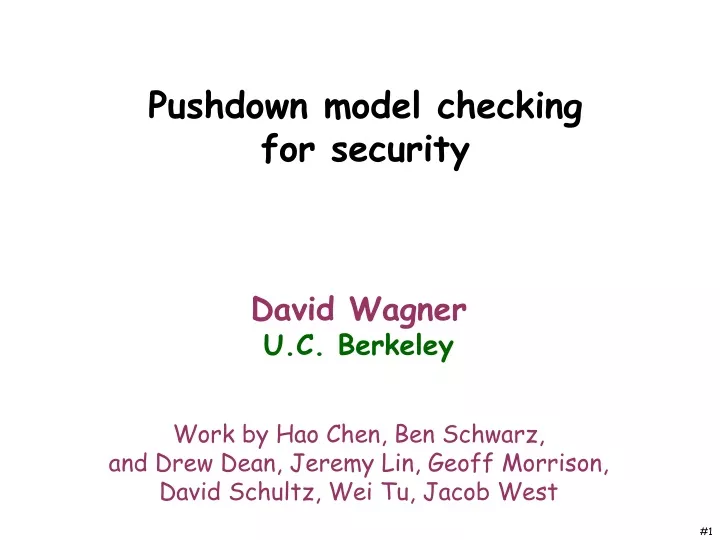 pushdown model checking for security