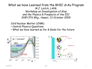 Cold Nuclear Matter (CNM):  Central Physics Questions