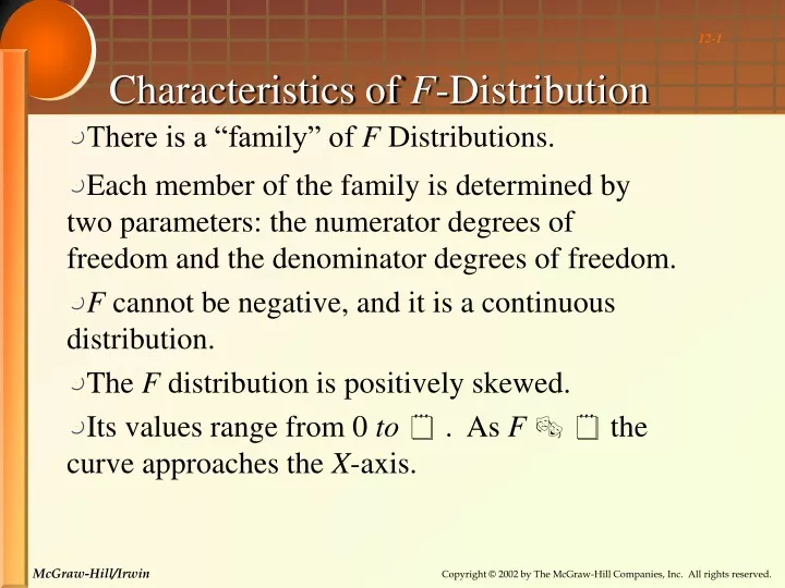 characteristics of f distribution