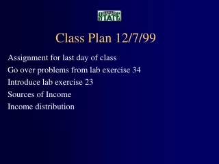 Class Plan 12/7/99