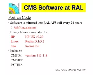 CMS Software at RAL