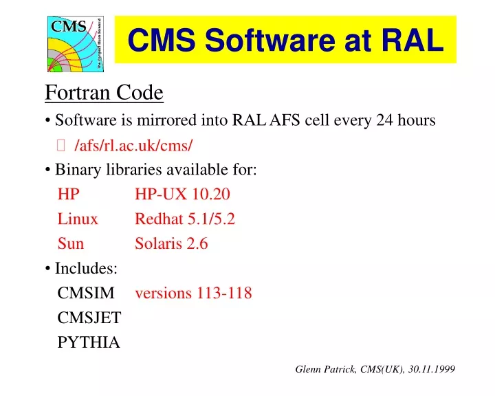cms software at ral