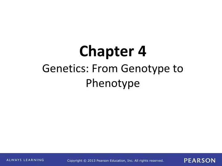 chapter 4 genetics from genotype to phenotype