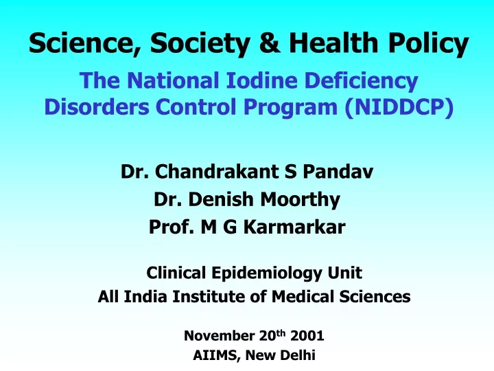 science society health policy the national iodine deficiency disorders control program niddcp