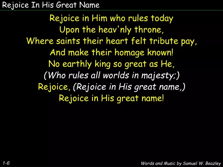 rejoice in his great name