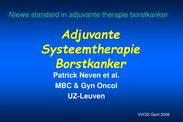 adjuvante systeemtherapie borstkanker