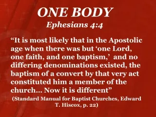 ONE BODY Ephesians 4:4