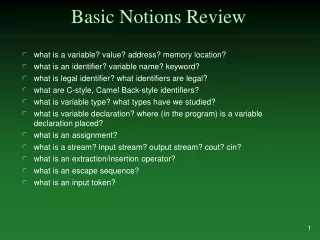 Basic Notions Review