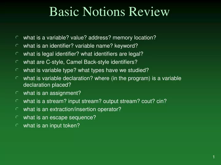 basic notions review
