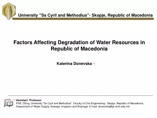 Factors Affecting Degradation of Water Resources in Republic of Macedonia
