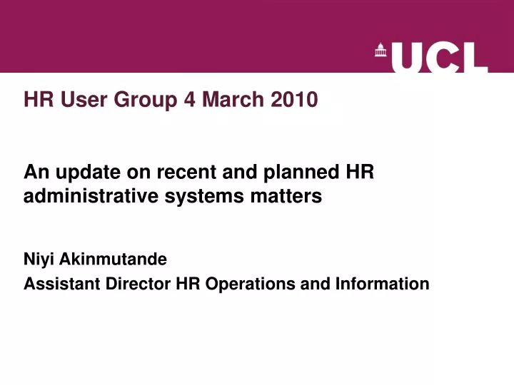 hr user group 4 march 2010