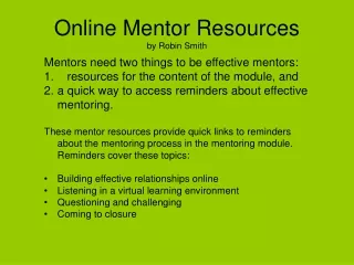 Online Mentor Resources by Robin Smith