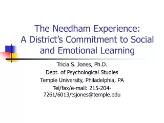 The Needham Experience: A District’s Commitment to Social and Emotional Learning
