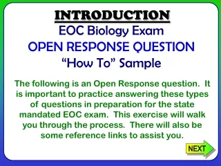 EOC Biology Exam OPEN RESPONSE QUESTION “How To” Sample