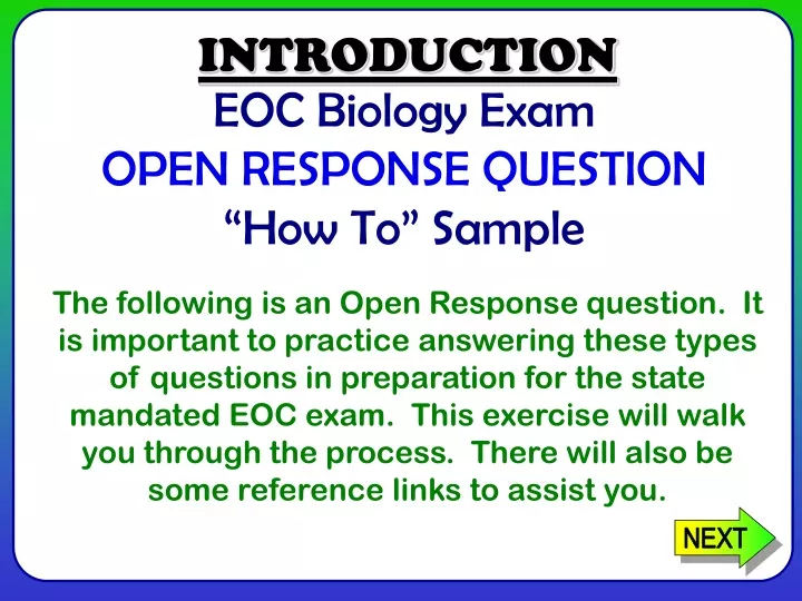 eoc biology exam open response question how to sample
