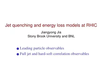 Jet quenching and energy loss models at RHIC