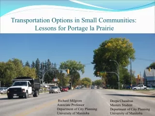 Transportation Options in Small Communities:  Lessons for Portage la Prairie