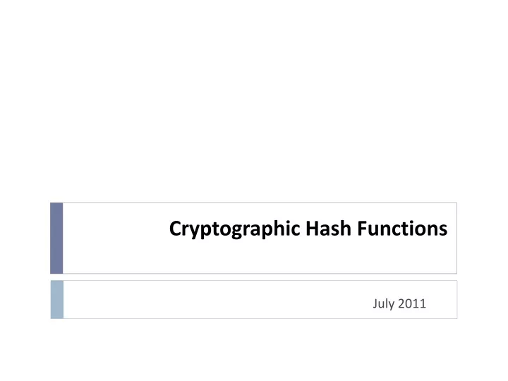 cryptographic hash functions