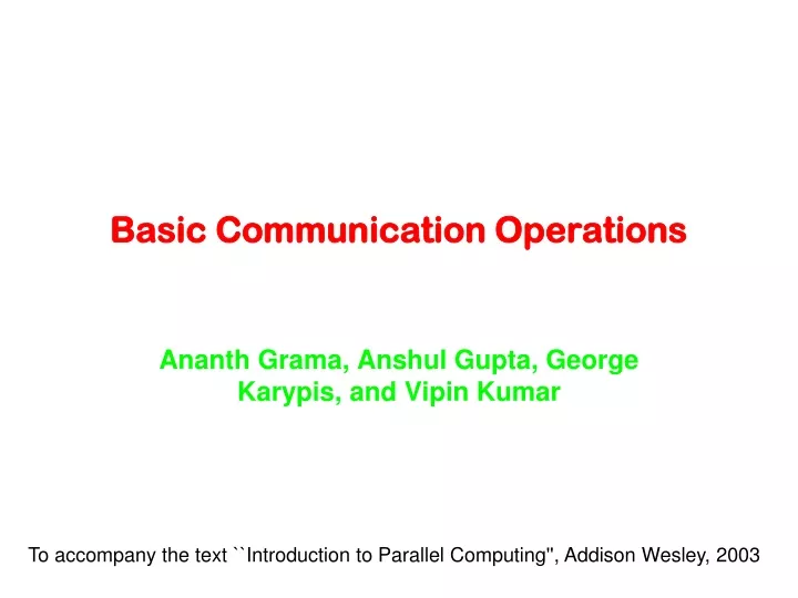 basic communication operations